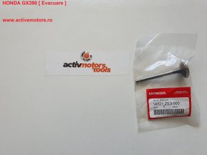 SUPAPA EVACUARE HONDA GX390 - 14721-ZE3-000 PT UTILAJE DE CONSTRUCTII SI GRADINA CARE SUNT ECHIPATE CU MOTOR HONDA GX390, MASALTA, MIKASA, AMMANN, ATLAS COPCO, BCS, BERTOLINI, FERARI, STRONG, STONE, BOMAG, BATMATIC, BISONTE, AGT, WEBER